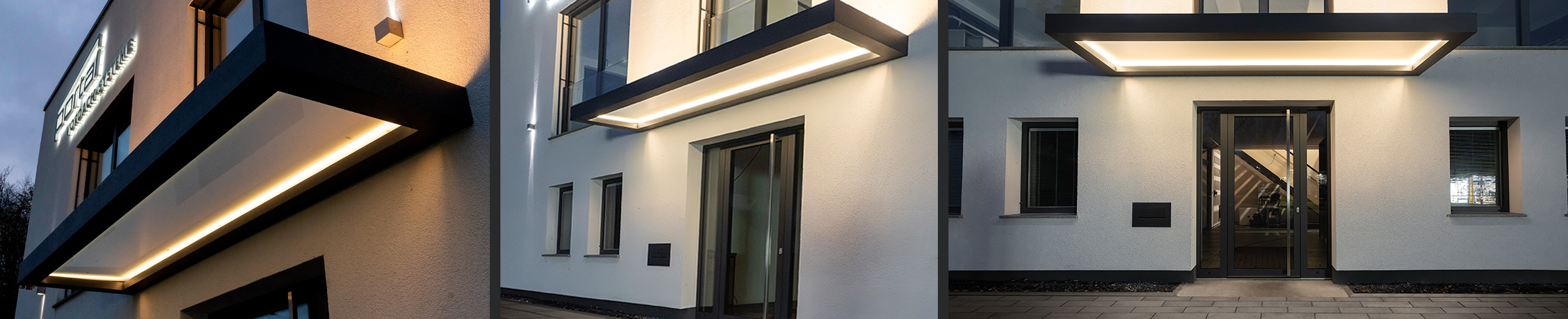 Vordach mit LED-Beleuchtung indirekt