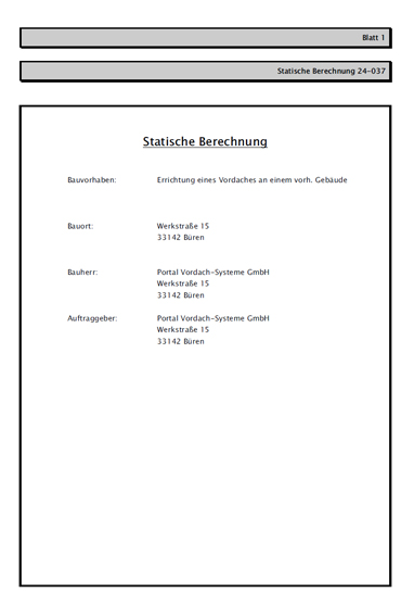 Statische Berechnung für Vordach Platin auf Tragwerk gemäß DIN EN 1993