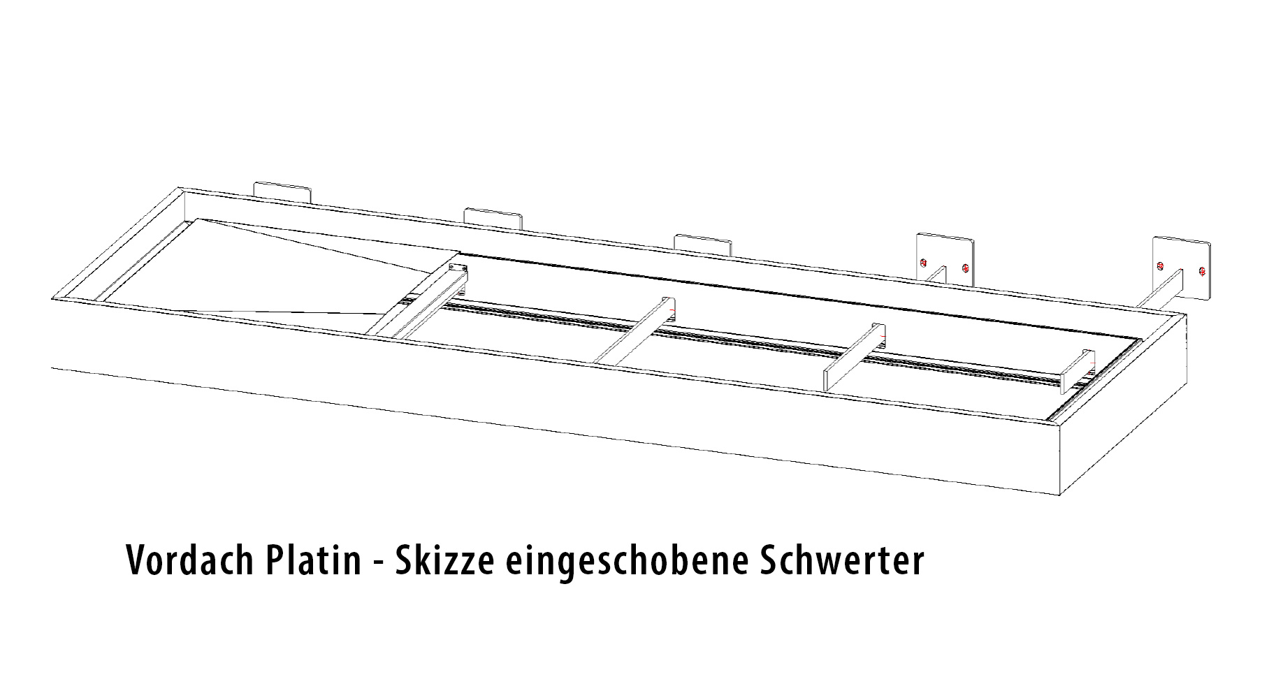 Platin auf Tragwerk 245 mit Skizze eingeschobene Schwerter