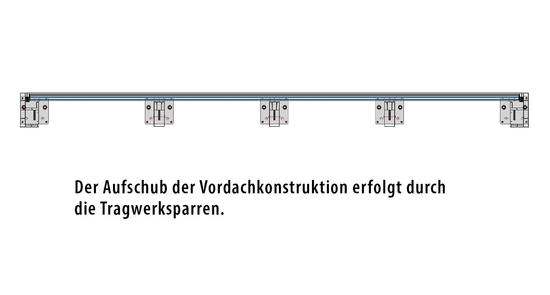 Platin auf Tragwerk Montageerleichterung durch Tragwerksparren