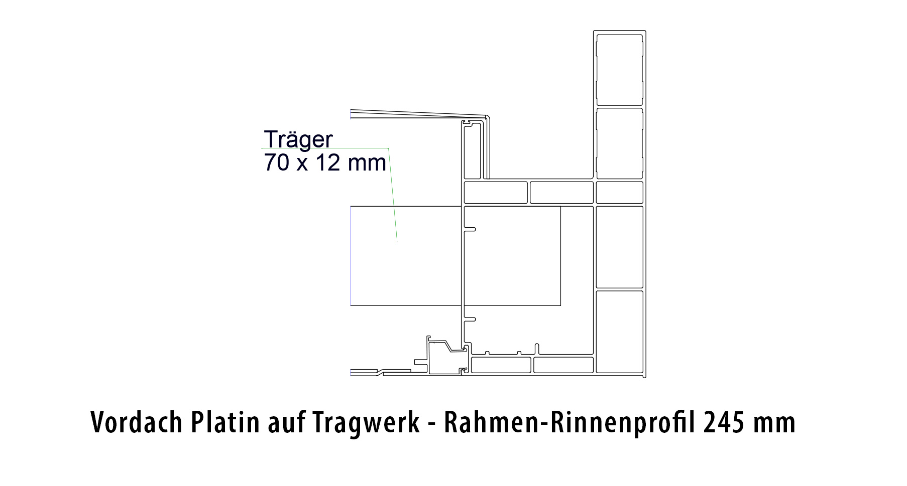 Platin auf Tragwerk - Vorderansicht